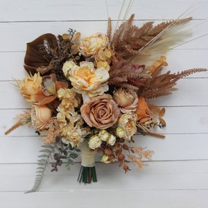 Pampass grass Orange yellow terracotta arch arrangement Fall wedding Silk flowers Boho wedding image 2