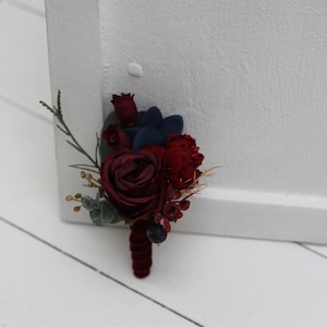 Burgundy navy blue  flower accessories Boutonniere Flower crown Wrist corsage Set of hair pins  Groom Wedding accessories Burgundy wedding
