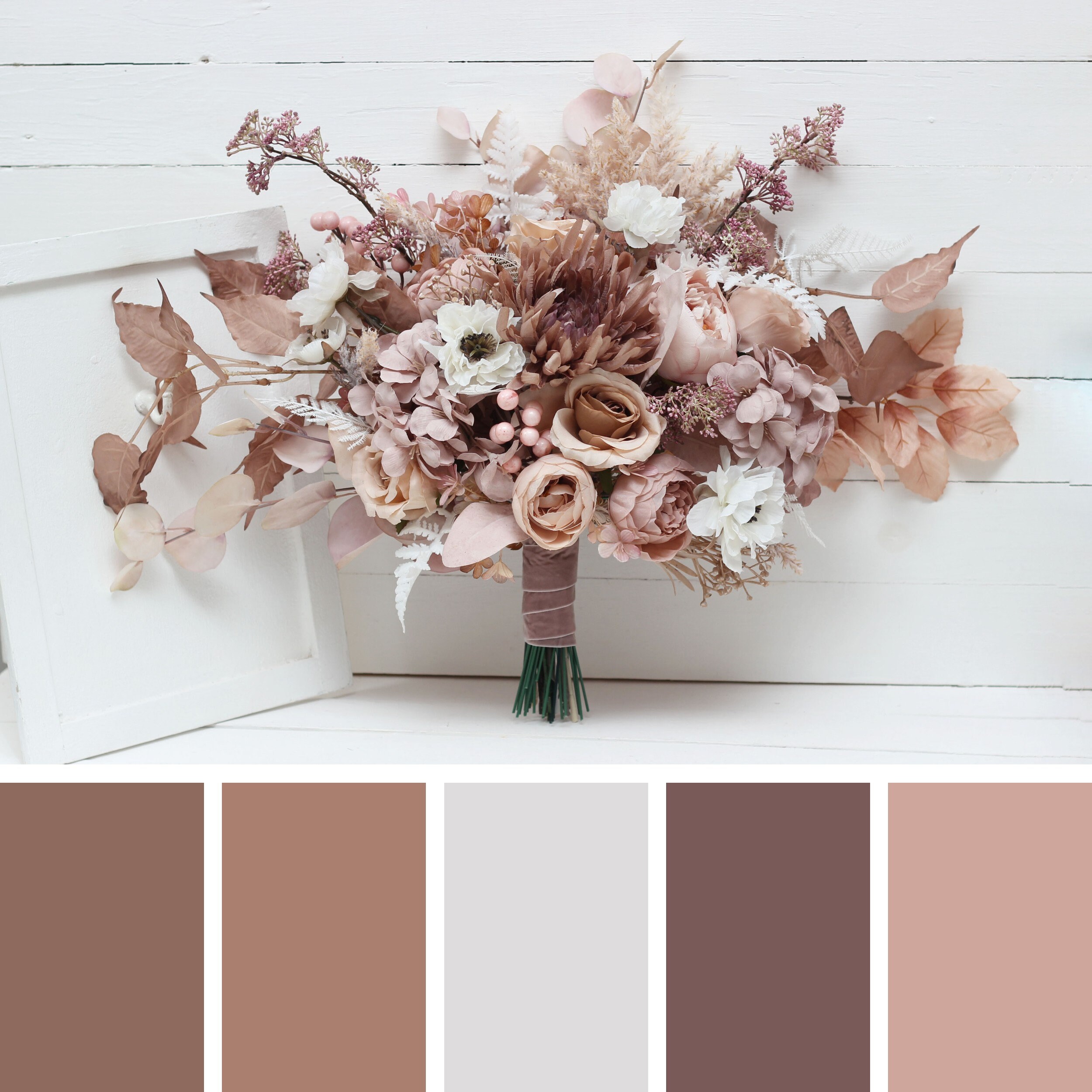 Blush Pink Beige White Bridal Bouquet Faux Bouquet Wedding Flowers