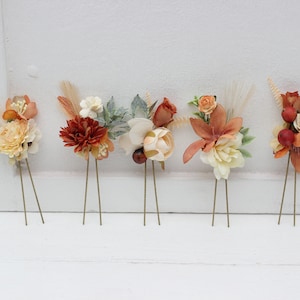 Rust ivory terracotta  flowers Fall wedding Hair accessories Bridal flowers Flower hair pins Floral hair pins  Hairpiece Bridesmaid pins