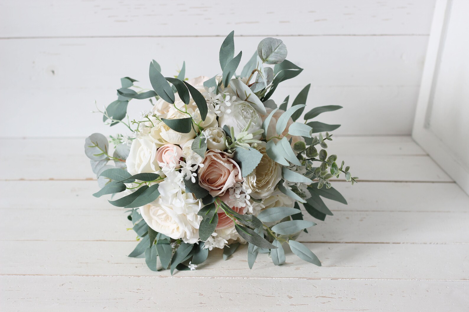 White Ivory Blush Pink Bouquet Bridal Bouquet Faux Bouquet Etsy