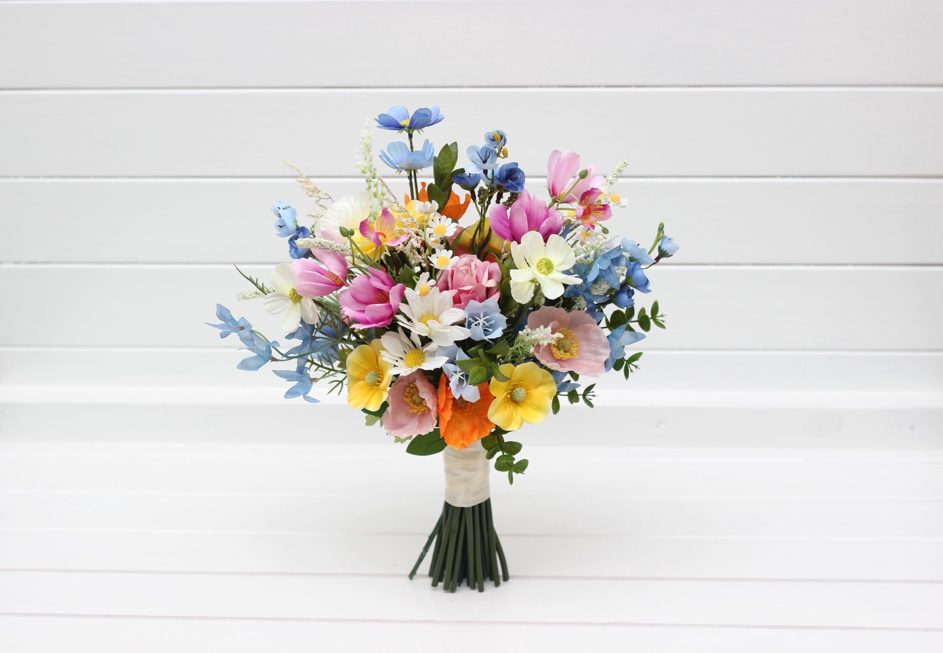 Wildflowers Bouquet Spring Summer Wedding Flowers Blue White