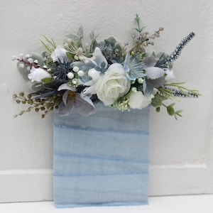 Only for EU and UK Pocket boutonniere Dusty blue white flowers Flower accessories Boutonniere Buttonhole Groom Groomsmen Summer wedding-0065