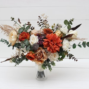 Bridal bouquet Boho wedding Rust orange cream bouquet Bridal flowers Wedding bouquet Bridal bouquet