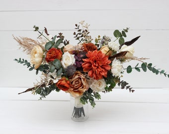 Bridal bouquet Boho wedding Rust orange cream bouquet Bridal flowers Wedding bouquet Bridal bouquet