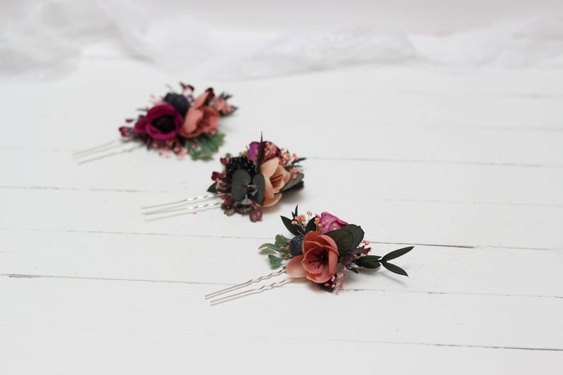 Set of 3 hair pins Fall wedding Hair accessories Bridal Etsy
