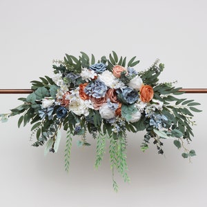 Spring summer wedding White terracotta dusty blue arch flowers  Archway flowers Arbor flowers Pergola flowers Flower arrangement