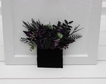 Gothic flower accessories Deep purple black pocket boutonniere