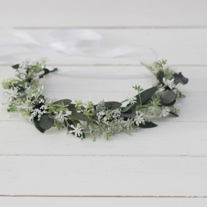 SALE Crown for flower girl Baby crown Eucalyptus floral accessories Wedding flower crown Bridal headpiece Bridesmaid Leaves headband image 3