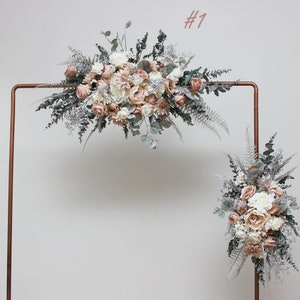 Boho arch flowers  Beige white gray flowers Floral arch arrangement Fall wedding Boho wedding Wedding corner swag Faux flowers wedding