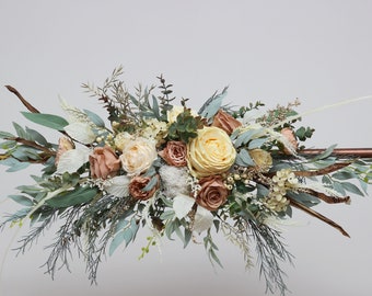 Champagne ivory beige flowers Desert wedding  Fall wedding Boho wedding Wedding faux arch flowers