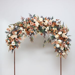 Terracotta cream arch arrangement Arch flowers Fall wedding Orange ivory archway flowers Pergola flowers Wedding arch