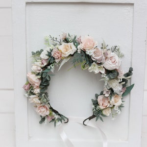 Blush flower crown  Bridal floral headband Wedding hair wreath Hair flowers Bridesmaid crown Maternity Flower girl crown