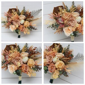 Pampass grass Orange yellow terracotta arch arrangement Fall wedding Silk flowers Boho wedding image 9