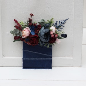 Pocket boutonniere Burgundy navy blue dusty blue blush pink  flowers Flower accessories Boutonniere Buttonhole Groom Groomsmen