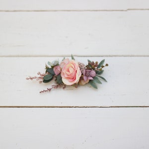 Pastel flower hair pins Dusty rose wedding Flower girl headpiece Floral hairpiece Wedding flowers Bridesmaid hair image 8