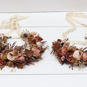 Cinnamon terracotta beige floral crown Flower wreath Wedding headpiece Bridal hairpiece Bridesmaid crown Maternity crown