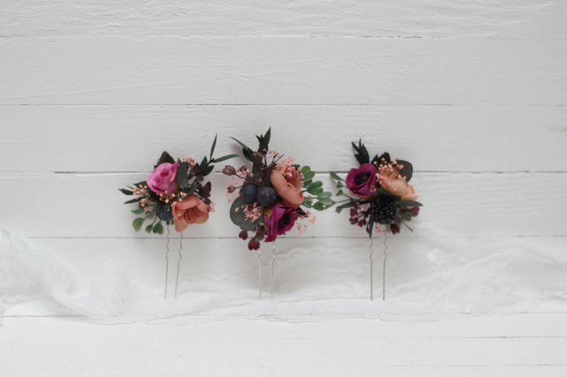 Set of 3 hair pins Fall wedding Hair accessories Bridal Etsy