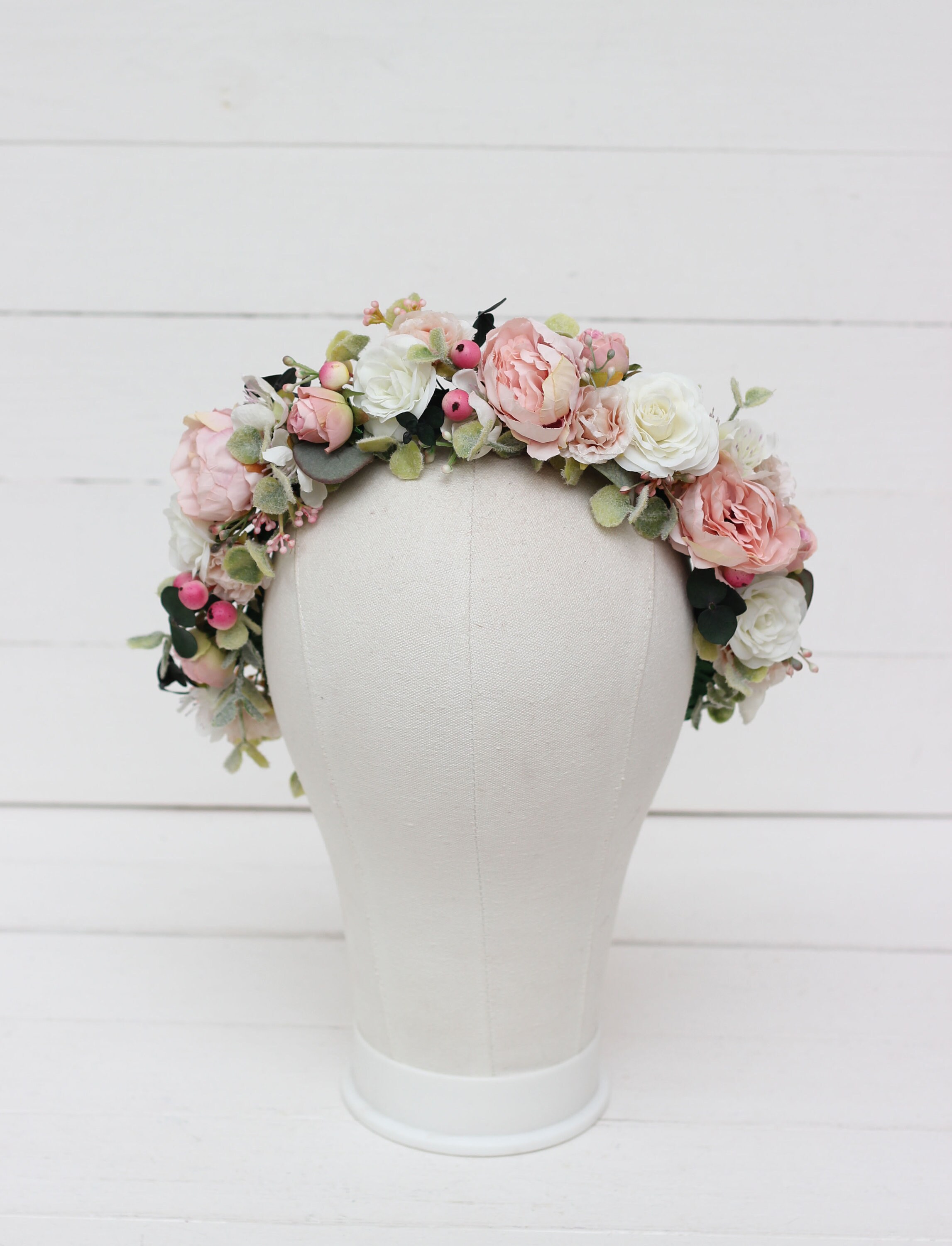 Blush Flower Crown Romantic Wedding Bridal Floral Headband Etsy