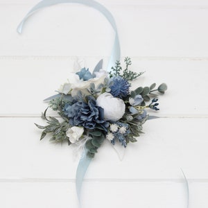 Dusty blue white flower crown Floral crown Flower headpiece Maternity Bridal hair wreath Flower girl Bridesmaid Hair flowers image 9