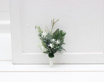 Baby's breath greenery boutonniere Wedding flowers Gypsophila boutonniere