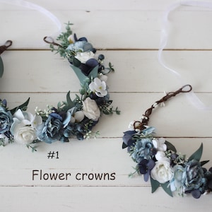 2-5 days to USA Dusty blue flower crown  Floral crown Flower headpiece Maternity Bridal hair wreath Flower girl Bridesmaid Hair flowers-VERA
