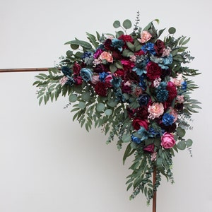 Jewel-tone wedding Green purple magenta teal  navy blue flowers Bridal bouquet Faux bouquet Boho wedding Wedding flowers