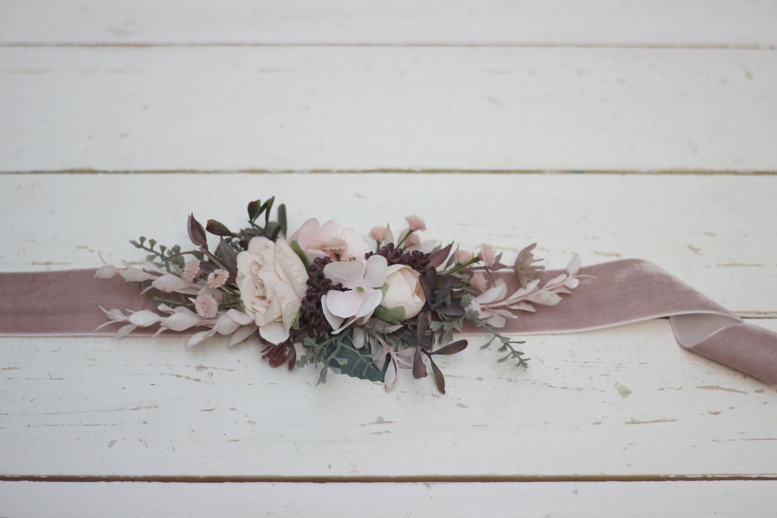 Blush Pink Flower Belt Taupe Wedding Bridal Floral Sash Etsy