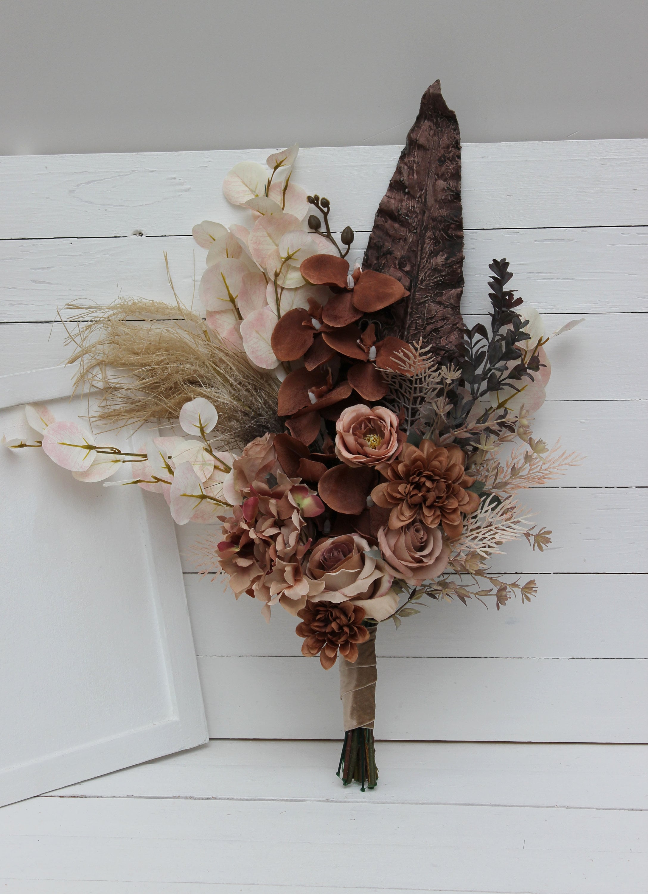 ドライフラワー brown bouquet no.333 SALE! Brown Orchid & Pampas Grass Bouquet: Fall Wedding Flowers - Etsy