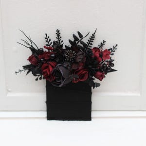 Pocket boutonniere Burgundy black  flowers Flower accessories Boutonniere Buttonhole Groom Groomsmen Gothic wedding Halloween wedding