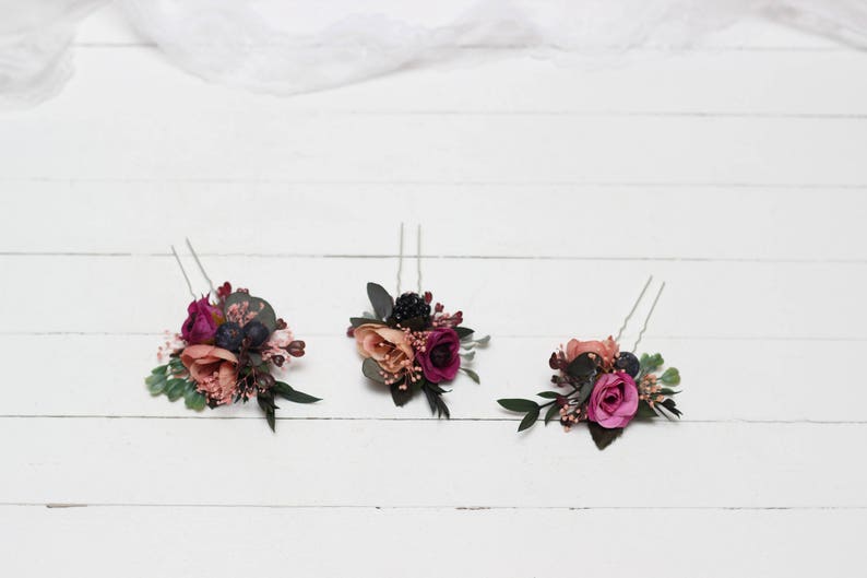 Set of 3 hair pins Fall wedding Hair accessories Bridal Etsy