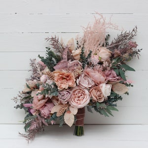 Boho bouquet Mauve blush pink  flowers Bridal bouquet Faux bouquet Fall wedding Bridesmaid bouquet Silk flowers Boho wedding- width 20 inch