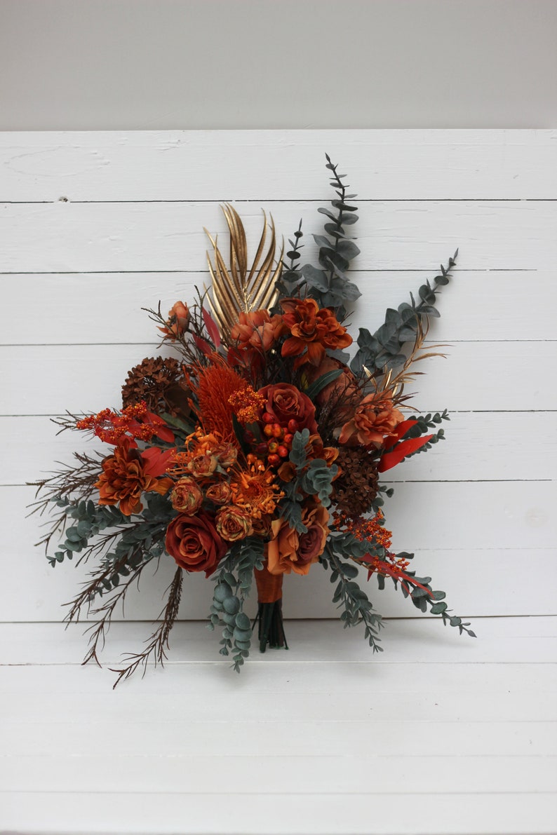 Rust Terracotta Burnt Orange Flowers Fall Wedding Flower Arch Etsy