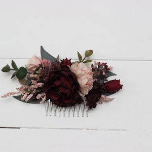 Purple burgundy beige black flowers Floral comb Floral headpiece Bridal flower clip Fall wedding flowers Hair comb wedding hair accessories