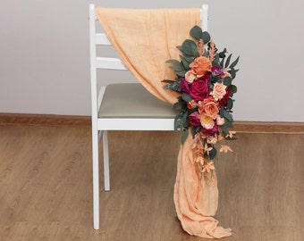 Spring summer wedding Aisle flowers Magenta peach coral flowers Chair flowers Sign flowers Wedding flowers Flowers for wedding decor