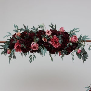 Set of 3 Burgundy pink flower arch arrangement  Wedding flowers Wedding corner swag Faux flowers wedding arrangement