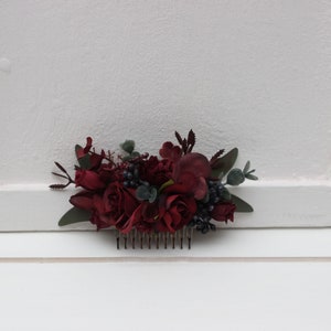 Flower comb Bridal comb Deep burgundy accessories Wedding accessories Burgundy wedding Bridesmaid comb