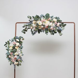 Blush pink eucalyptus arch flowers Wedding flowers Archway flowers Pergola flowers Wedding arch