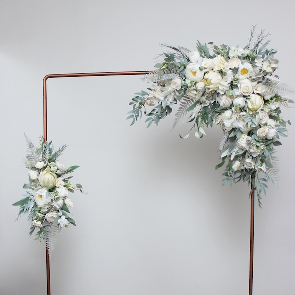 Sage green ivory protea  orchids flowers Wedding corner swag Faux flowers wedding arrangement Flower tie back Archway