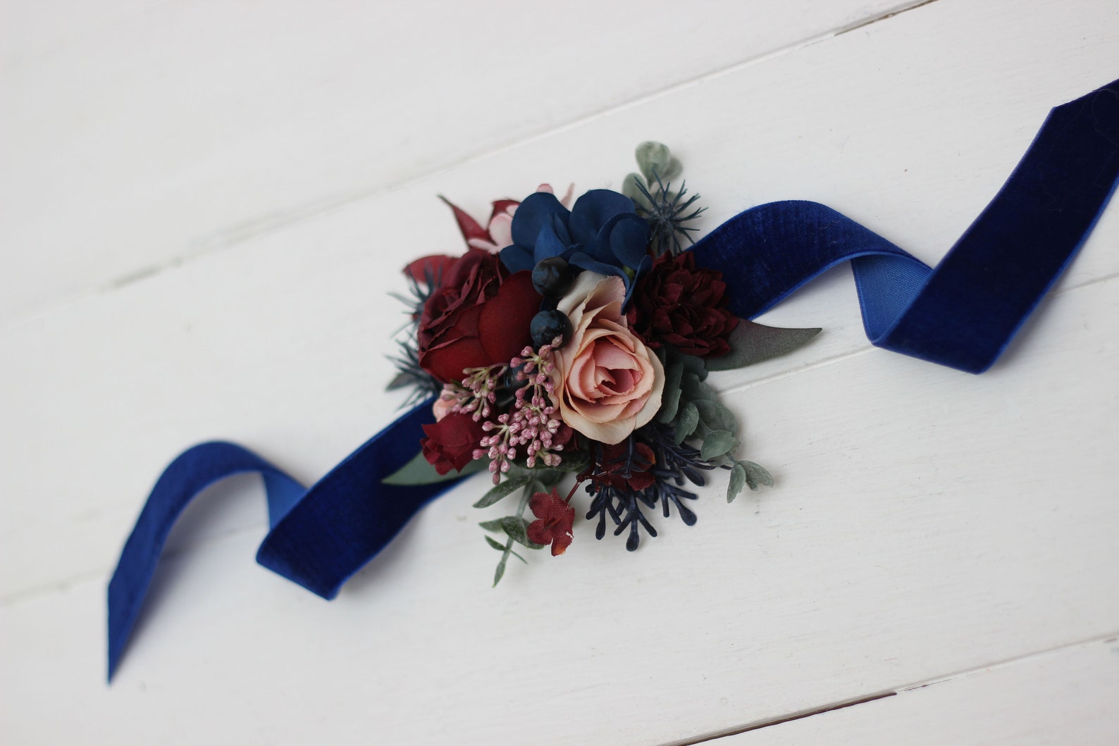 Burgundy Navy Blue Flower Accessories Boutonniere Wrist Etsy
