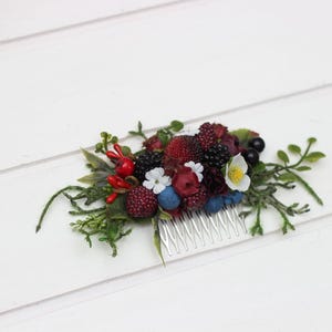 Forest wedding Hair accessories Bridal comb Berry hair clip  Floral hair comb Hairpiece  Bridesmaid