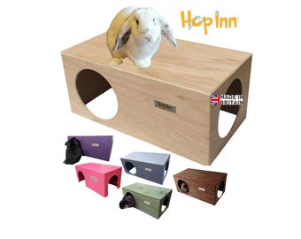Hop Inn Wooden Rabbit Hideaway House | Outdoor Indoor Pet | Pet Friendly Paints and Stains READYMADE
