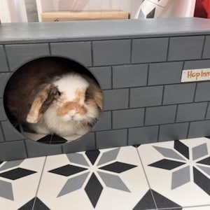 Hop Inn Wooden Rabbit Hideaway | Outdoor Indoor Bunny House Shelter | Weatherproof Pet Friendly READYMADE