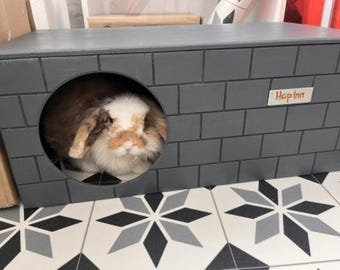 Hop Inn Wooden Rabbit Hideaway | Outdoor Indoor Bunny House Shelter | Weatherproof Pet Friendly READYMADE