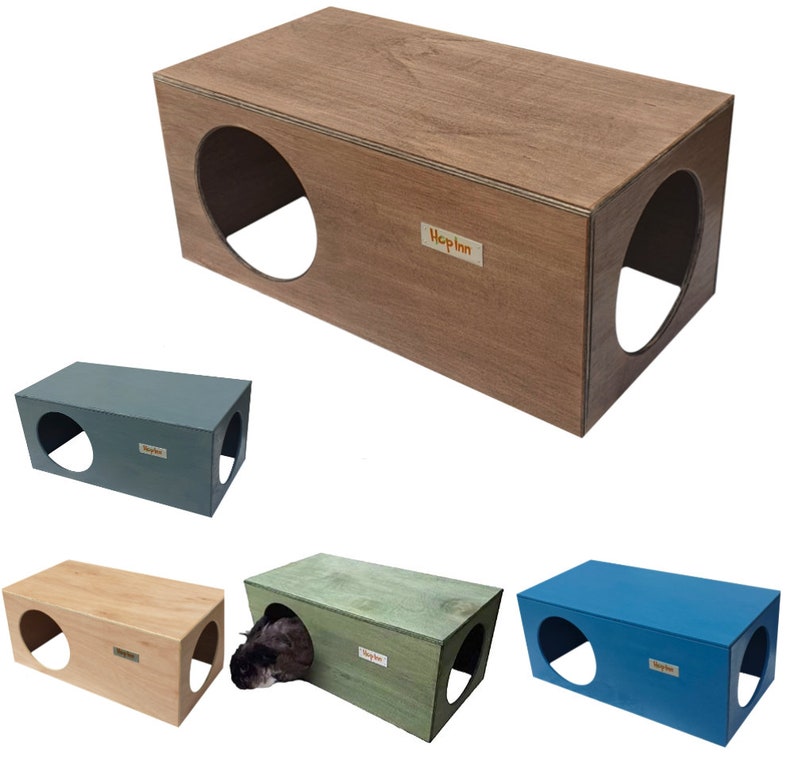 Hop Inn Large Rabbit Hideaway House Hide Shelter Assembled for Cats too Designed to Last All Weather Pet Friendly Paints and Stains Weathered Wood