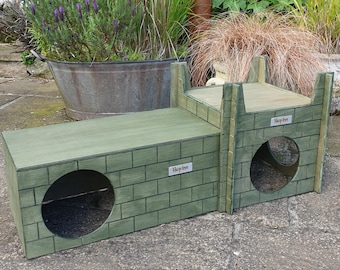Hop Inn Wooden Rabbit Castle and Hideaway | Large Indoor Outdoor Bunny Shelter READYMADE