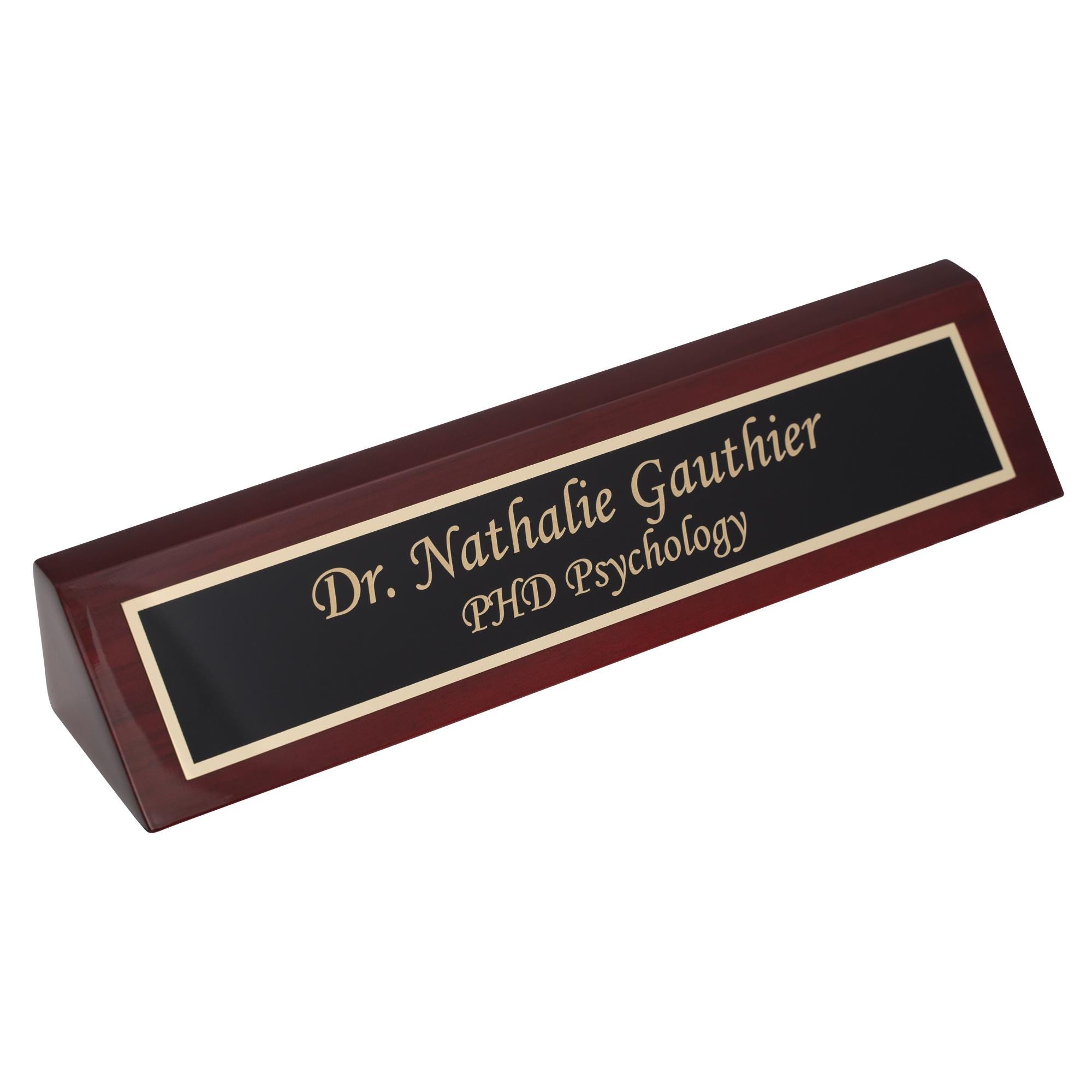 Engraved Rosewood Desk Name Plate: Personalized Office Decor