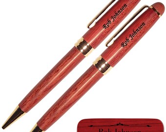 Dayspring Pens - Engraved Deluxe Rosewood Pen and Pencil Gift Set - Personalized Gift Free USA Shipping