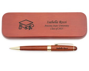 Dayspring Pens - Engraved Graduation Themed Rosewood Pen & Case - Personalized Gift Free USA Shipping.