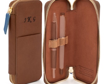 Dayspring Pens Italian Leather Pen Case – Four Pen Slots, Customizable, Fast Engraving.